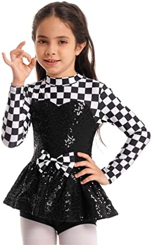MSEMIS KIDS בנות פאייטים הלטר עניבת פרפר צוואר חילץ חולצה עליון טוטו חצאיות בלט שמלת ריקוד רחוב ג'אז