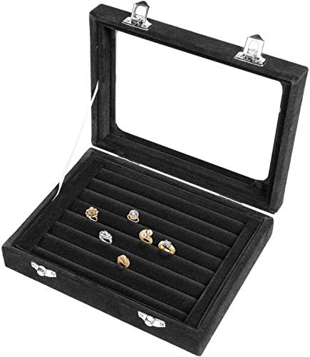 מארז אחסון עגיל בולאר, 7 משבצות טבעת קטיפה תצוגה מארז תיבת עגיל מארגן טבעת מארגן תכשיטים מגש חפתים חלון