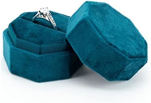 Jztang אוקטגון קטיפה ארגז טבעת טבעת יחידה מחזיק תכשיט אלגנטי מתנה לאחסון תכשיטים מתנה להצעה טקס יום