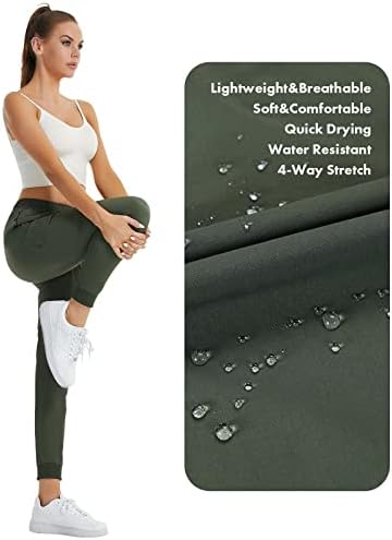 מכנסי טיול לנשים מטייל לנשים מכנסיים קלים משקל קל דוחה מים יבשים דוחה upf 50 רצות מטען חיצוניות עם כיס