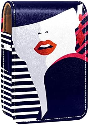 אופנה אישה גלוס מחזיק שפתון מקרה נייד איפור תיק נסיעות שפתון ארגונית מקרה עם מראה מיני שפתון תיבת אחסון