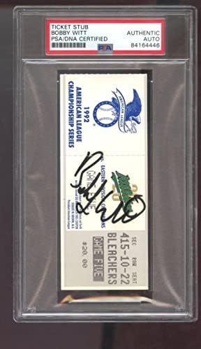 בובי ויט חתום על חתימה אוטומטית PSA/DNA COA Stub Stub Stub 1992 ALCS A's - תמונות MLB עם חתימה