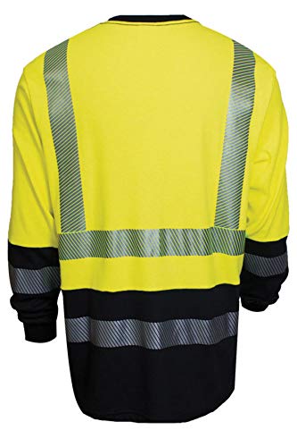 ביגוד בטיחות לאומי C54HYLSHC33X FR חולצת טריקו של שרוול ארוך היברידי, 3x-גדול, צהוב פלואורסצנטי/חיל