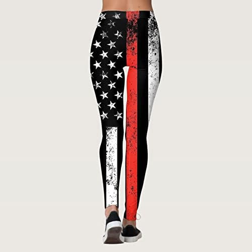 חותלות דגל אמריקאיות לנשים כוכבי הרמת קת ופסים מודפסים מכנסי יוגה מודפסים מכנסי חדר כושר מזדמנים להרים