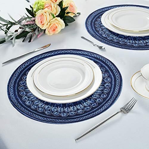 אלזה חיל הים כחול עגול מפיות אוכל שולחן מפית 1 חתיכה שולחן הגדרות שולחן מחצלות לבית מטבח חג קישוט
