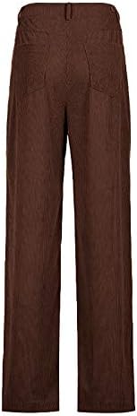 מכנסיים של ג'ורסה מכנסיים נוחים לנשים מכנסי קורדרוי מכנסיים ישר מכנסיים מכנסיים מכנסי רוכסן עם כיסים