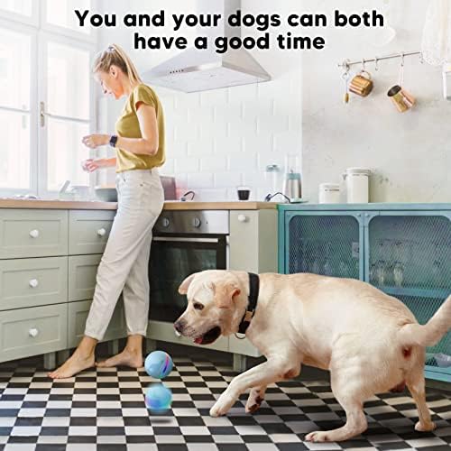 פלופי משודרג משודרג צעצועי כלבים אינטראקטיביים - כדור גלגול פעיל עמיד לשעמום כלבים עם נורות LED - תנועה