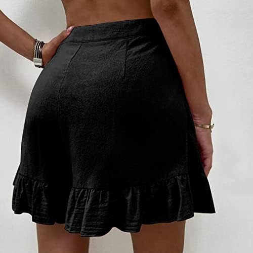 מכנסי רגליים רחבים לנשים כפתור מותניים גבוהים במורד מכנסי חוף קצרים פרוע מכנסיים קצרים זורמים מכנסיים
