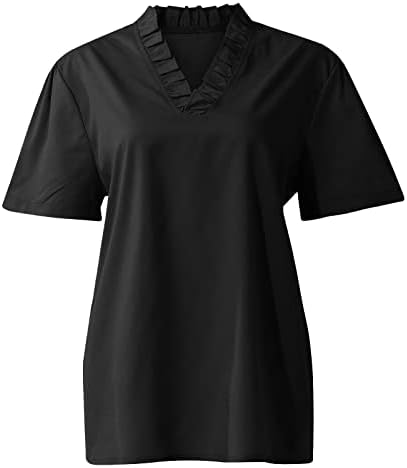 חולצות עבודה לנשים 2023 חולצות חג של שרוול קצר של שרוול קצר חולצות עבודה רופפות