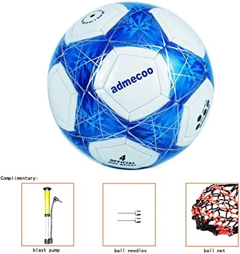 אדמקו אור עד כדורגל כדור זוהר בחושך כדורגל כדור גודל 4/5 עם מחטי משאבת כדור לגברים נוער ומבוגרים לילה