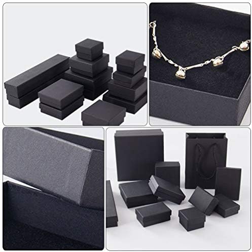 BESPORTBLE 96 יחידות קופסאות קרטון קראפט שחור קופסאות תכשיטים של שרשרת קראפט קופסת תכשיטים לתכשיטים