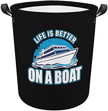 חיים הוא טוב יותר על סירת סל כביסה מתקפל סל כביסה סל אחסון תיק עם ידיות