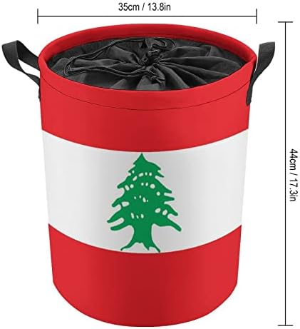 דגל של לבנון גדול שרוך סל כביסה עמיד למים סל כביסה מתקפל אחסון סל צעצוע ארגונית