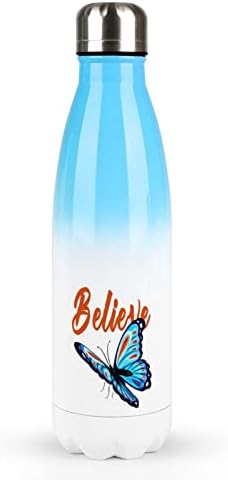 פרפר כחול ואדום 17oz בקבוק מים ספורט נירוסטה ואקום מבודד צורת קולה בקבוק ספורט לשימוש חוזר