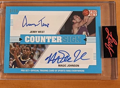 Magic Johnson & Jerry West 2021 Leaf Pro Set Sports Auto Auto Lakers כדורסל 2/15 - כדורסל חתימה