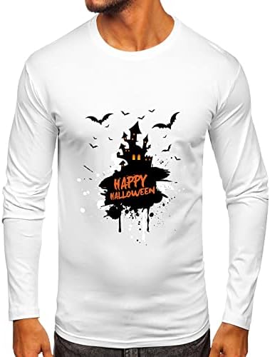 חולצות טריקו של Zddo Halloween Mens, גברים מאושרים ליל כל הקדושים רדוף בית הדפס שרוול ארוך שרוול גרפי