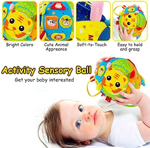 כדורים חושיים 8-in-1 לפעוטות תינוקות, צעצוע תינוקות בקשת להתפתחות חושית, צעצועי מונטסורי לתינוקות 6-12