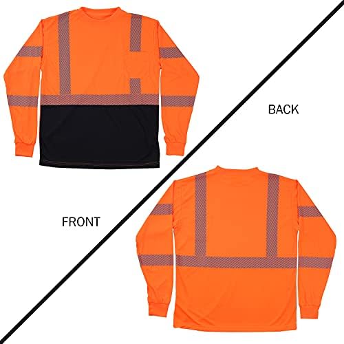 חולצות טיול בטיחות Vendace נראות גבוהה משקפות 3 חבילות היי ויקור חולצות בנייה שרוול ארוך לגברים