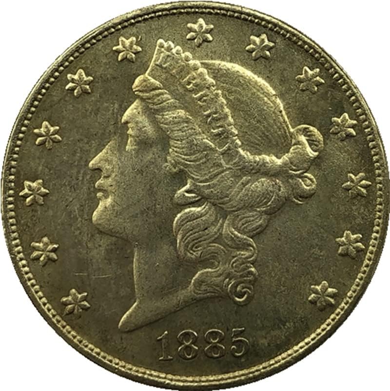 גרסת 1885S אמריקאית 20 מטבעות זהב פליז עתיק מטבע זיכרון זר מטבע הזיכרון 34 ממ
