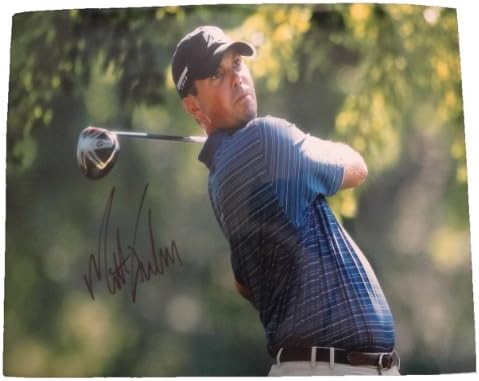 מאט קוצ'ר חתימה PGA 11x14 w/הוכחה, תמונה של מאט חותם לנו, אליפות מאסטרס, אליפות PGA, אליפות ארהב פתוחה,