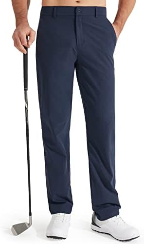 מכנסי גולף של ליבין גברים מכנסי שמלת מתיחה דקים בכושר מכנסיים 30 /32 מהירים קלים קלים קלים קלים עם כיסים