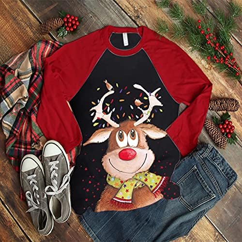 חג המולד חולצות לנשים חמוד מכוער איל גרפי אופנה ארוך שרוול קרוע טיז מקרית חולצות
