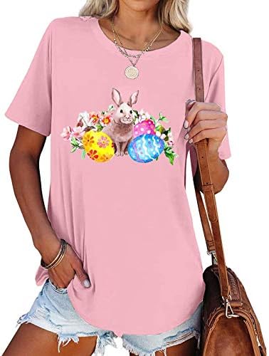 חולצות פסחא לנשים ארנבות מזדמנת ארנב ארנב גרפי חולצות קיץ טיז צוות צוואר צוואר שרוול קצר חולצות אימון
