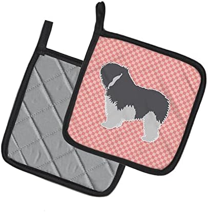 אוצרות קרוליין BB3632PTHD השפלה פולנית כלבים כלבים כלבים לוחית ורודה זוג מחזיקי סיר, מחזיקי סיר עמידים