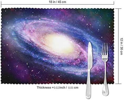 מחצלות מיקום גלקסיות ספירליות לשולחן אוכל סט של 6, מחצלות שולחן ארוחת ערב דקורטיביות עמידות בחום 12