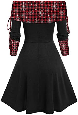 סוודר שמלות לנשים 2022 להמרה צוואר הדוק פסים התלקחות קו שמלה ארוך שרוול שמלה לנשים