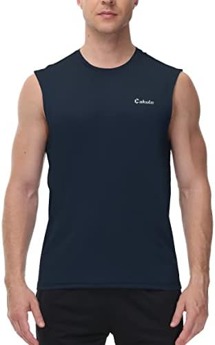 אימון לגברים של Cakulo חולצות ללא שרוולים שחייה מהירה בריכת חוף יבש בריכה טכנולוגית ריצה אתלטי תרגיל