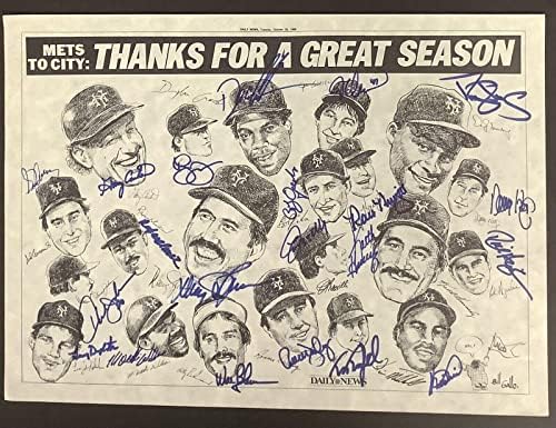 1986 צוות Mets חתום על פוסטר 15x10 גאלו ארט גארי קרטר R נייט +19 Auto JSA - תמונות MLB עם חתימה