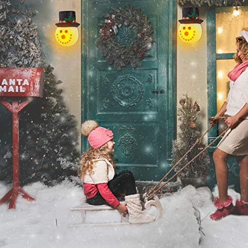 Ruodon 2 חבילה לחג המולד מרפסת אור מכסה איש שלג אור מכסה מרפסת קישוט אור שלג אישור מרפסת קישוט לחג המולד