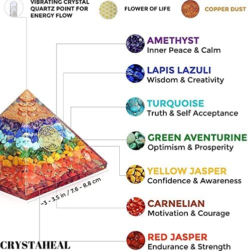 Aashita Creations פירמידה אורגוניט 7 צ'אקרה ריפוי קריסטל שבעה צ'אקרה קריסטל