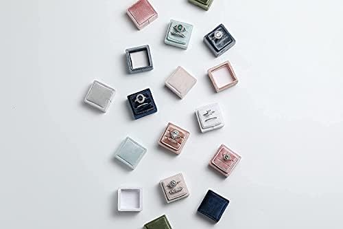 קופסת טבעת קטיפה של Nicgor Premium עם מכסה מחובר, משבצות כפולות לגברים/טבעת אירוסין ונינשי חתונה - קופסאות