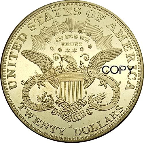 ארצות הברית 20 דולר ראש ליברטי - נשר כפול עם המוטו של עשרים דולר 1882 1882 CC 1882 S COIP מתכת פליז