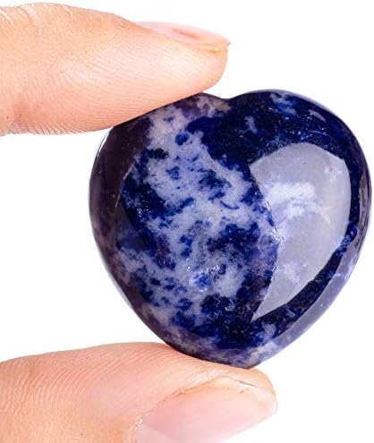 מפורש טבעי 1.2 אינץ 'כיס סודאליט לב אהבה אבן מגולפת כף דאגה דאגה אבן לב גבישי ריפוי בצורת לב לצ'אקרה