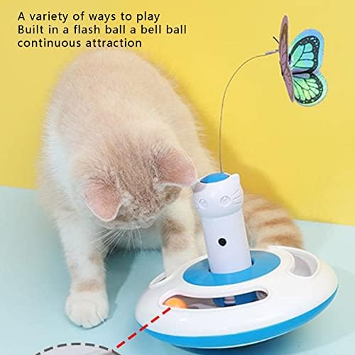 צעצועי טיזר חתולים, עיצוב שפיכת מזון צעצועים אוטומטיים מסתובבים מחקים פרפרים עם כדור רולר כדור לבית